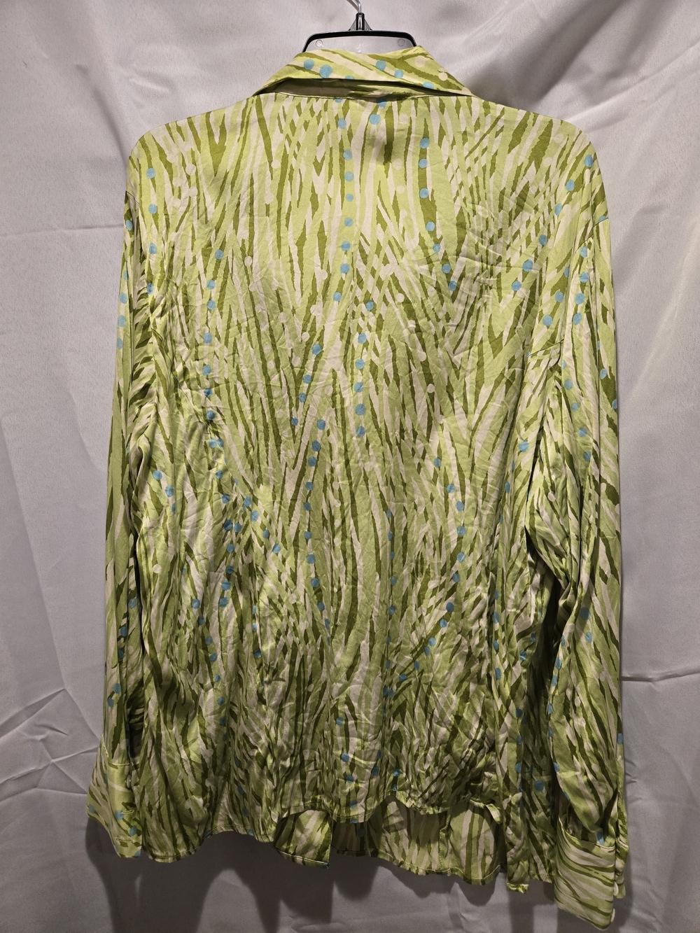 Talbots Lime Green Patterned Button-Down Shirt with Blue Accents - Picture 3 of 3